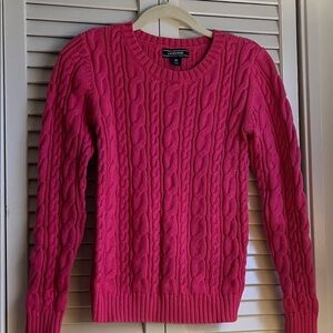 Lands' End Women's Vibrant Pink Cable Knit Sweater